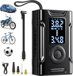 Tragbare Luftpumpe | Wiederaufladbarer Luftkompressor mit LCD-Display | Für Fahrräder, Autos und Sportbälle | Schmid