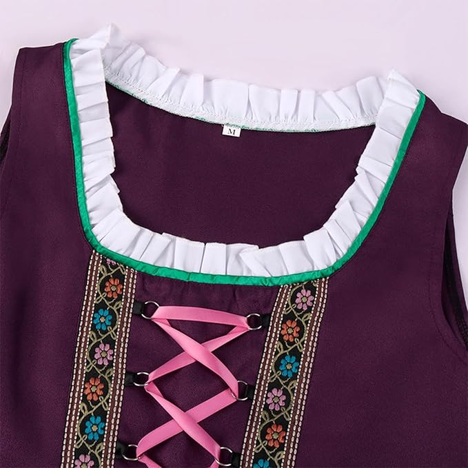 Damen Dirndl Kleid aus Textilmaterial | Reguläre Passform mit Schürze | Schnüroberteil für Oktoberfest & Kulturveranstaltungen | Schmid