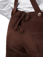 Herren Lederhosen aus Textilmaterial | Trachtenshorts mit Verstellbaren Trägern und Stickerei | Oktoberfest Bekleidung | Schmid