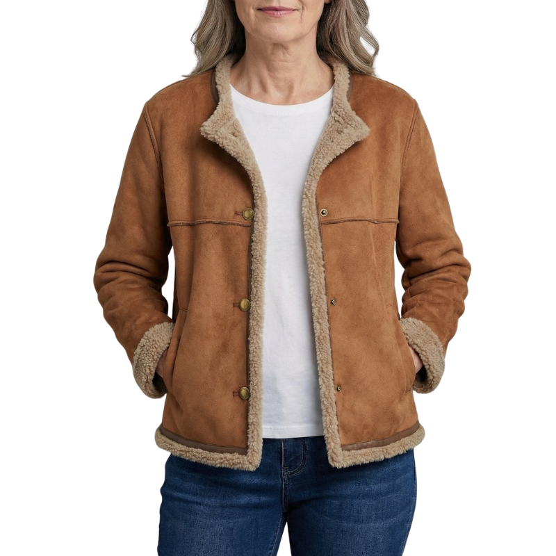 Ruby Jacke mit Shearling‑Futter – Damen Langärmlige Außenjacke