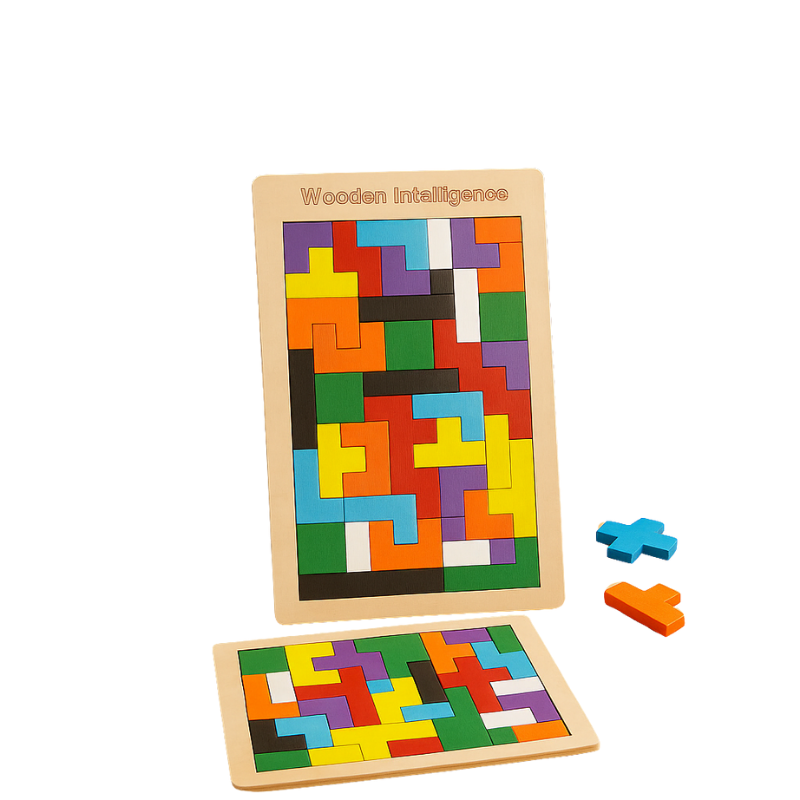 3D Holz‑Tangram Puzzle für Kinder mit Farbigen Blöcken