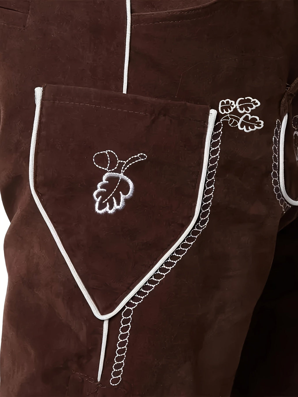 Herren Lederhosen aus Textilmaterial | Trachtenshorts mit Verstellbaren Trägern und Stickerei | Oktoberfest Bekleidung | Schmid