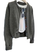 Damen Strickjacke – Langarm, einfarbig, Knopfverschluss