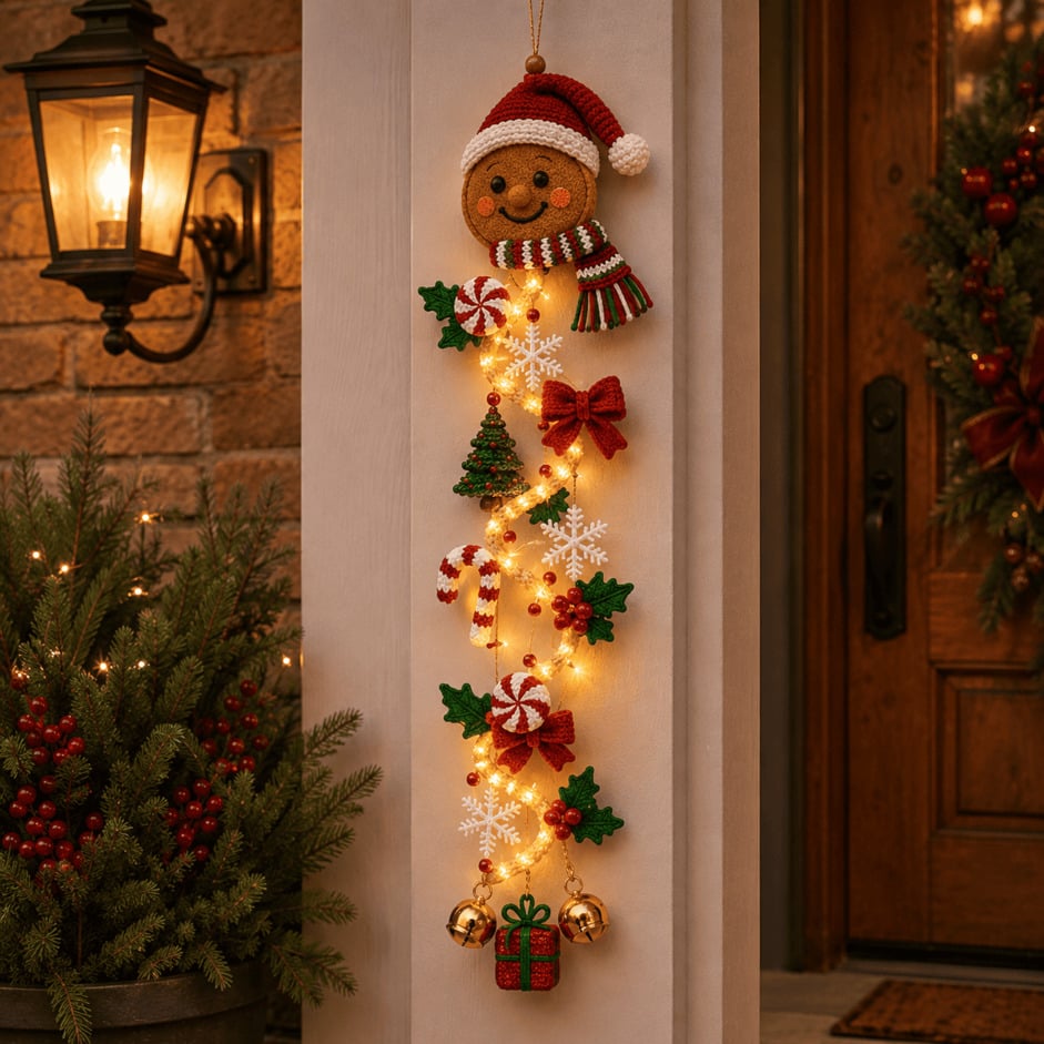 LED-Weihnachtshänger | Stoff- & Kunststoffkonstruktion mit Integrierter Beleuchtung | 50 cm Vertikale Dekoration für Türen & Wände | Schmid