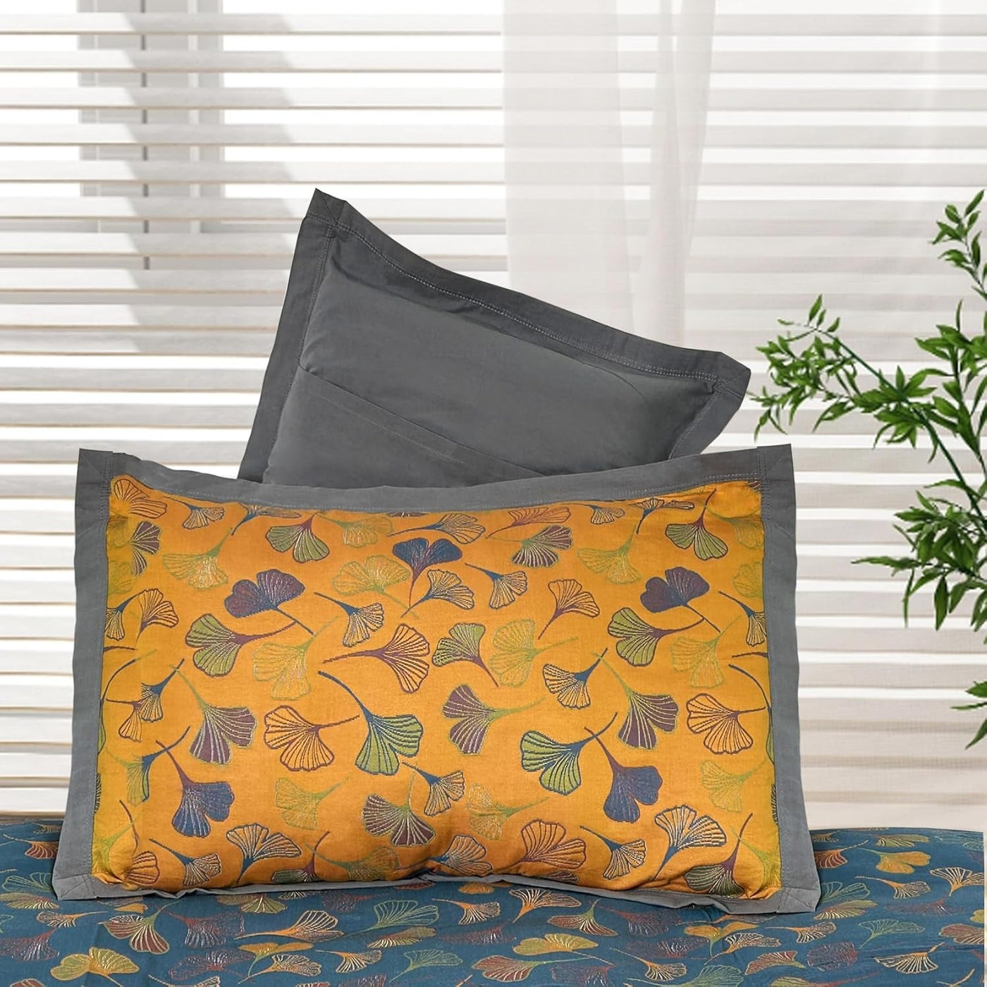 Ginkgo-Blatt Bestickte Baumwoll-Kissenbezüge | Elegantes Naturdesign Für Wohnräume