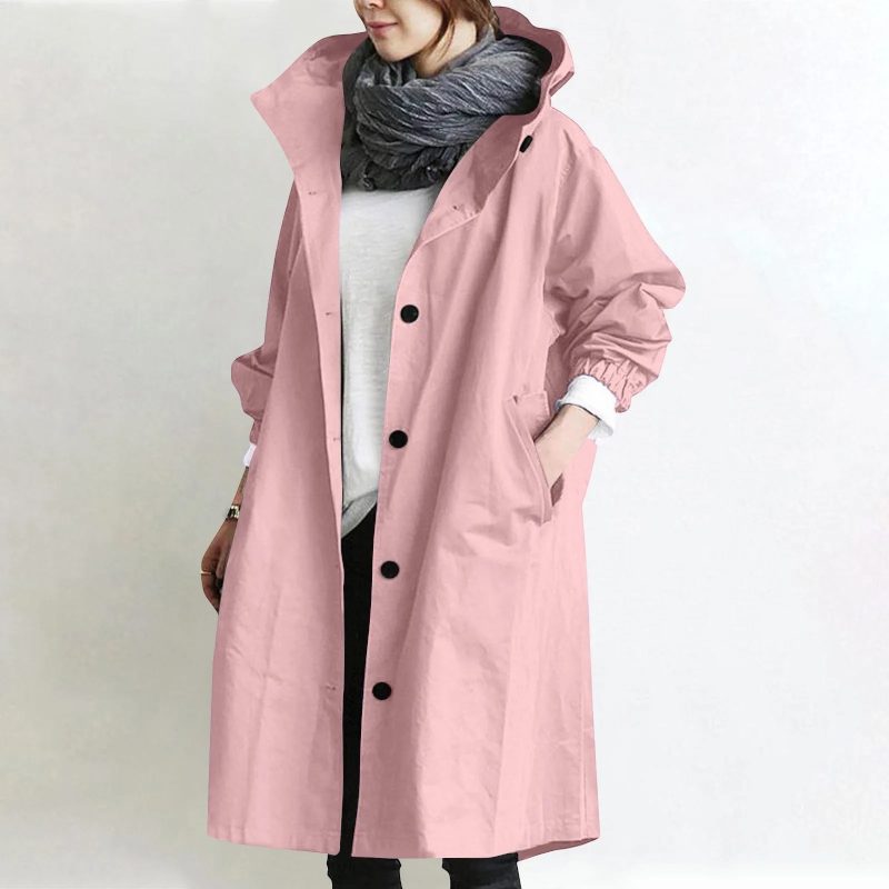 Damen Trenchcoat aus Baumwolle und Polyester | Oversize Langarm Mantel mit Seitentaschen | Alltag und Freizeit | Schmid
