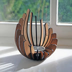 LumoLotus | Bohemian Holz-Lotus Kerzenhalter Für Stilvolle Inneneinrichtung