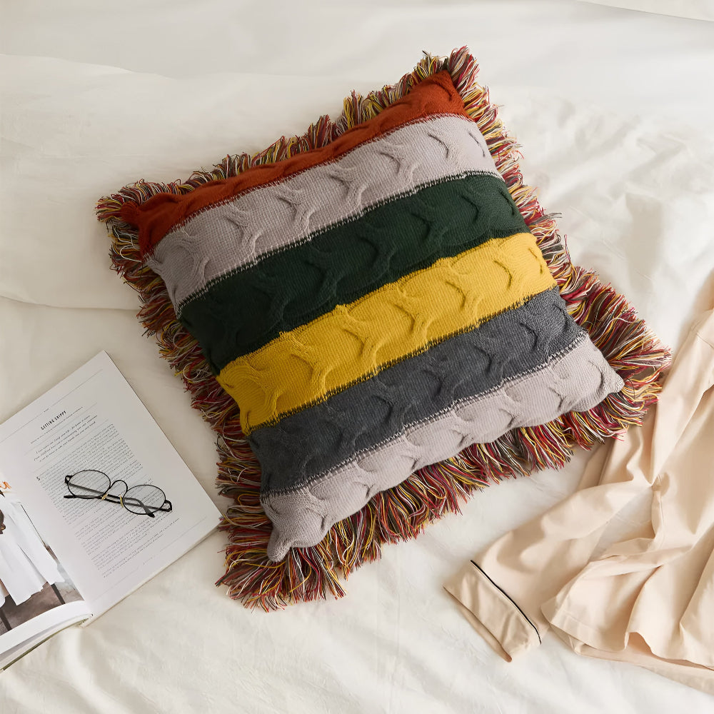 ColorRay | Gestreifter Strickkissen – Weicher & Moderner Stil