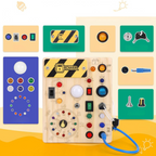 Montessori | Holz Aktivitätsbrett Mit 8 LED-Kontakten – Sinnes- Und Reisespielzeug För Barn