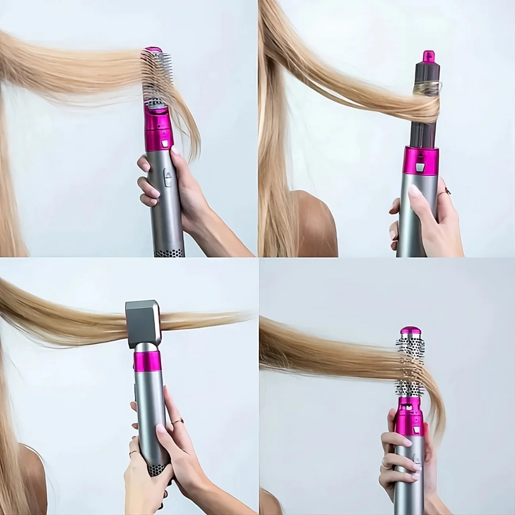 5-in-1 Haarstyler | Einstellbare Temperatur & Integrierter Luftstrom | Multifunktionsgerät zum Trocknen, Locken & Glätten | Schmid