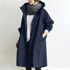 Damen Trenchcoat aus Baumwolle und Polyester | Oversize Langarm Mantel mit Seitentaschen | Alltag und Freizeit | Schmid