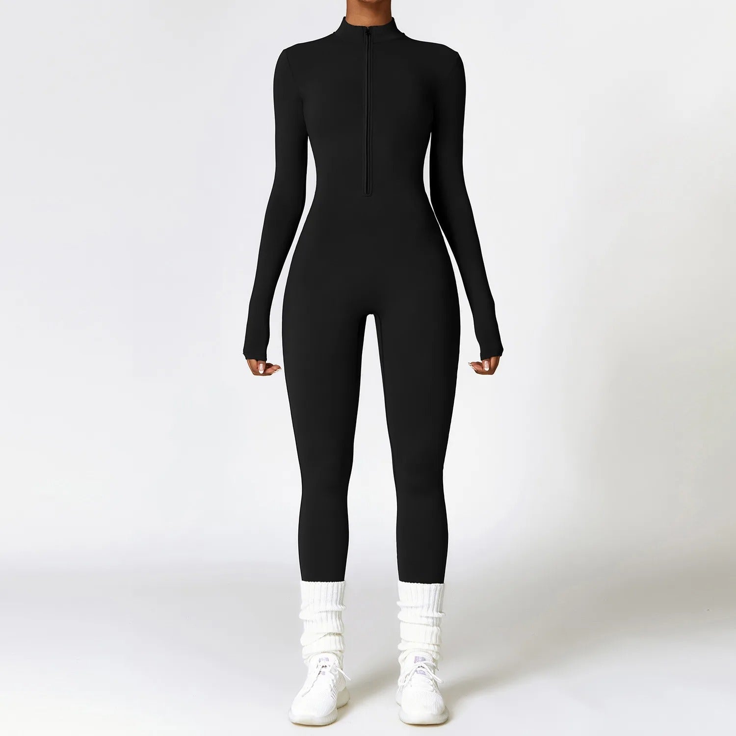 Stephanie | Langärmeliger Jumpsuit Mit Hohem Kragen und Reißverschluss