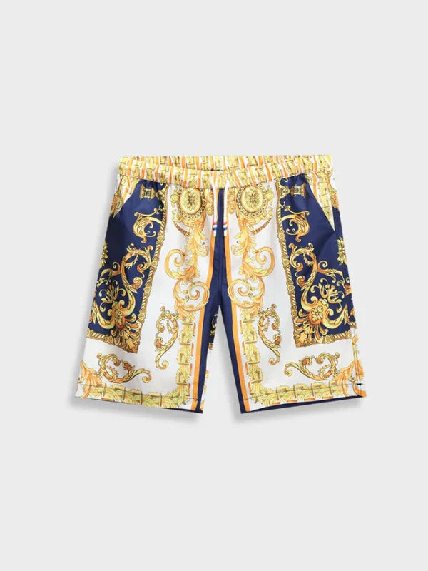 Herren Sommeranzug mit barockinspiriertem Muster | Locker sitzendes Hemd und Shorts für warme Tage | Schmid