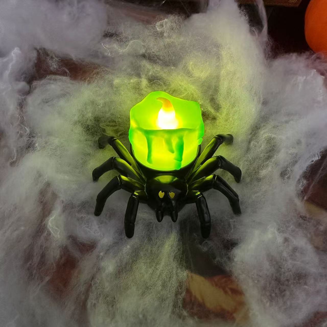 Halloween Spinnen Kerzenhalter aus Kunststoff | Freistehendes Deko Ornament | Tischdekoration für Saisonale Halloween Displays | Schmid