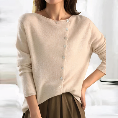 Damen-Strickpullover mit Asymmetrischer Knopfleiste | Weiches Langarm-Design für Herbst & Winter