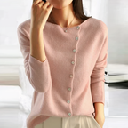 Damen Strickpullover – Asymmetrische Knopfleiste Und Lange Ärmel