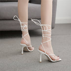 Damen | Sommerheels mit Kreuzriemen | Offene Sandalen für Alltag und Fest | Schmid