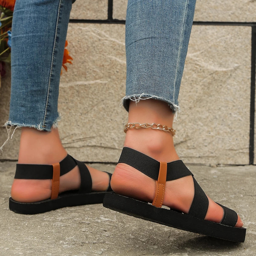 Damen Flache Sandalen aus Synthetischem Leder | Slip-On Sandalen | Für Alltag und Urlaub | Schmid
