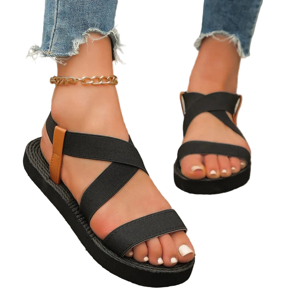 Damen Flache Sandalen aus Synthetischem Leder | Slip-On Sandalen | Für Alltag und Urlaub | Schmid