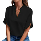 Damenbluse Polyester | Lässige Passform Bluse | Kurzärmeliges Design mit Rundhalsausschnitt für Alltag und Freizeit | Schmid