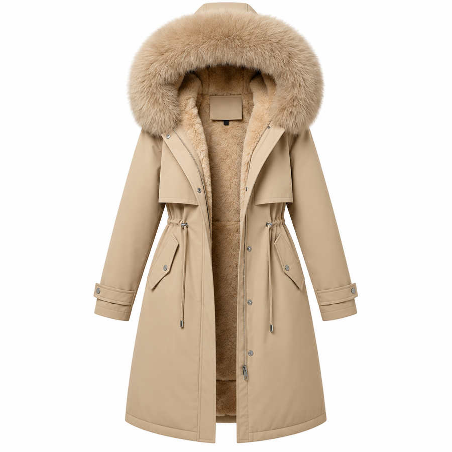 Damen Winterjacke mit Kapuze | Polyester-Außenschicht & Reißverschluss | Verstellbare Ärmelbündchen für den Alltag bei Kälte | Schmid