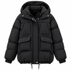 Damen Pufferjacke mit Kapuze | Polyester mit Oversized-Passform & Großen Fronttaschen | Verstellbarer Kordelzugsaum zum Schichten | Schmid