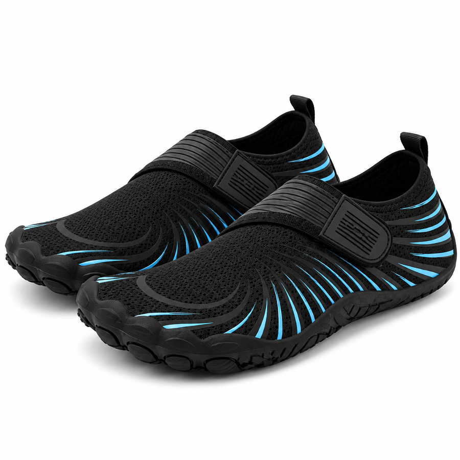 Schnelltrocknende Barfußschuhe | Stretch & Klettverschluss | Geriffelte Sohle für Strand, Pool & Freizeit | Schmid