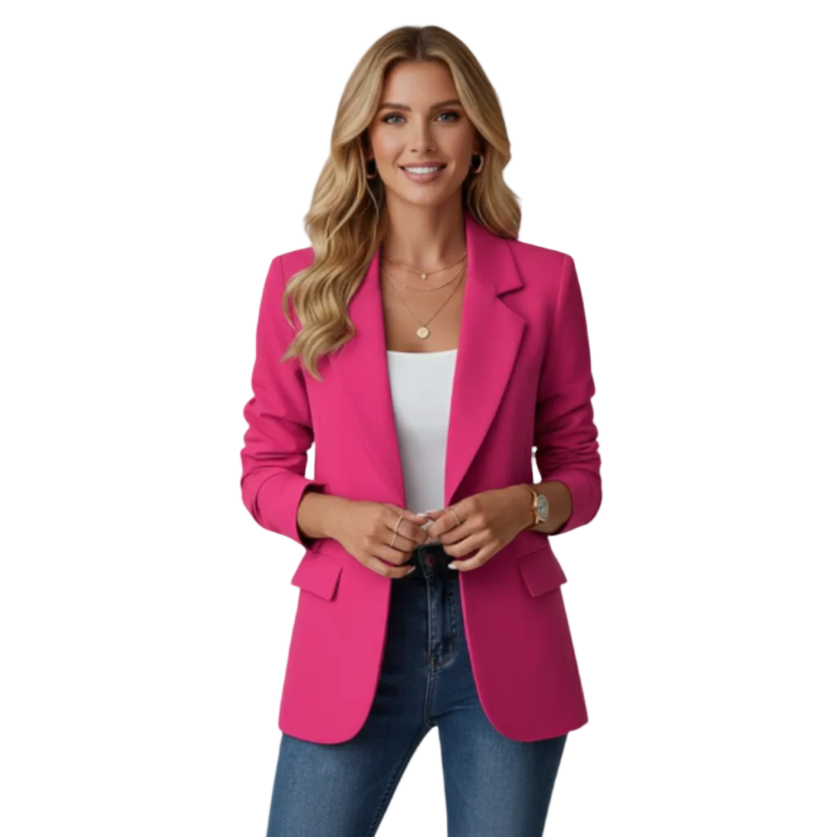 Damen Blazer | Blazer mit Umlegekragen und Knopfverschluss | Reguläre Passform aus Baumwolle für Arbeit und Alltag | Schmid