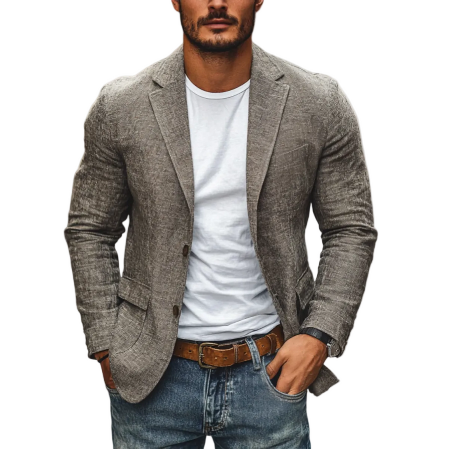 Herren - Blazer Slim Fit mit Baumwoll-Leinen-Mischung