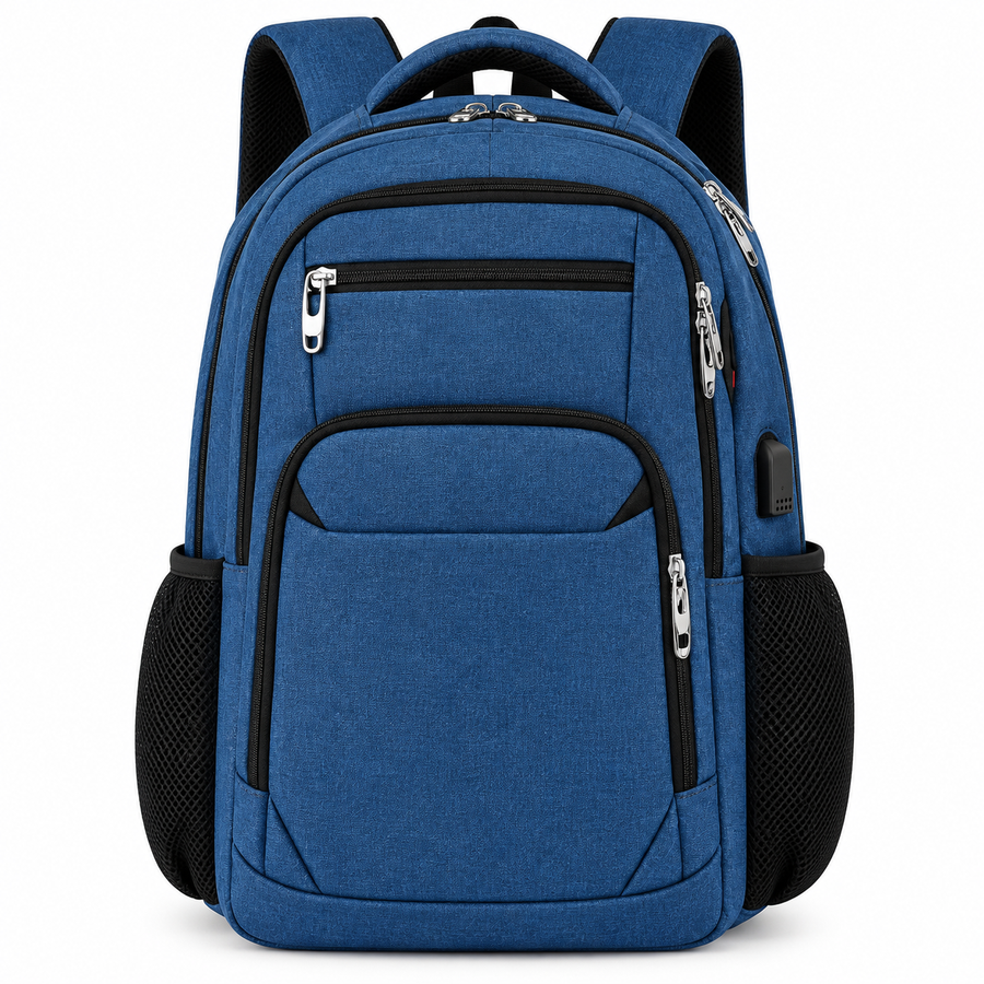 Schulrucksack aus Polyester | Laptopfach bis 15,6 Zoll & USB-Anschluss | Verstecktes Fach, Gepolsterter Rücken & Trolleyband | Schmid