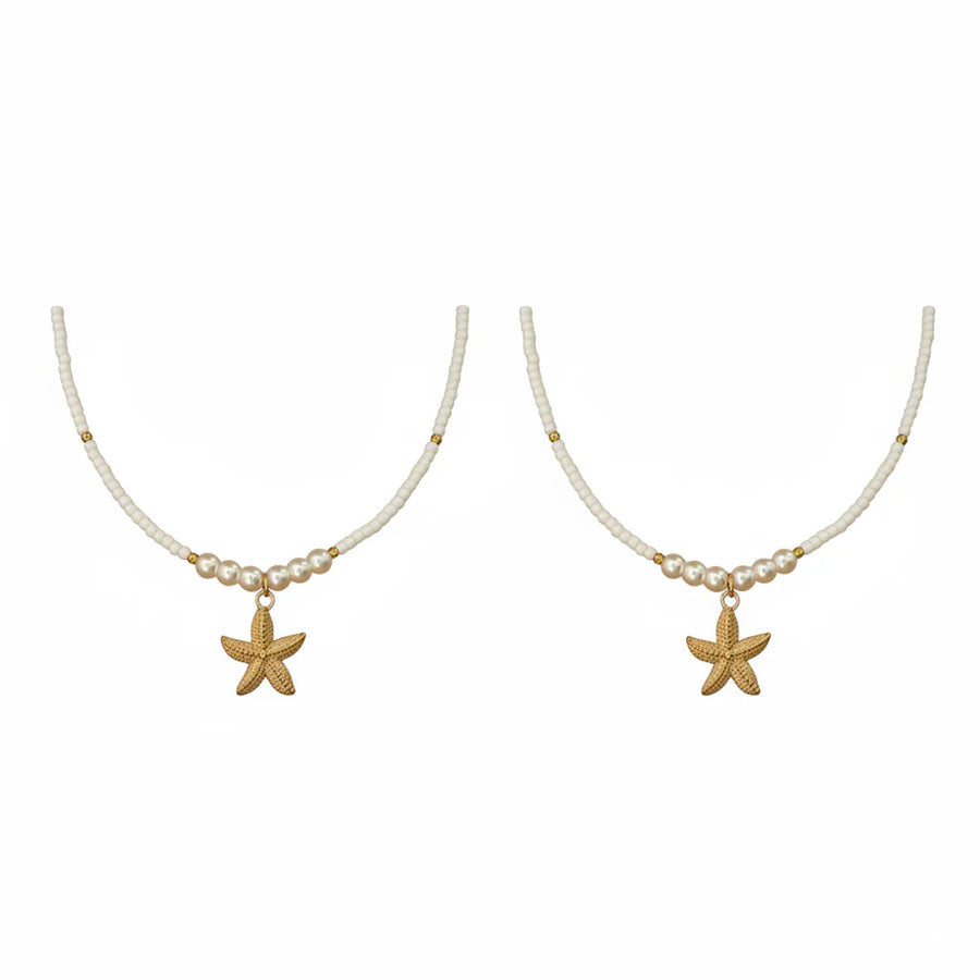 Damen Choker Halskette | Perlenchoker mit Seestern-Anhänger | Alltag und Urlaub | Schmid