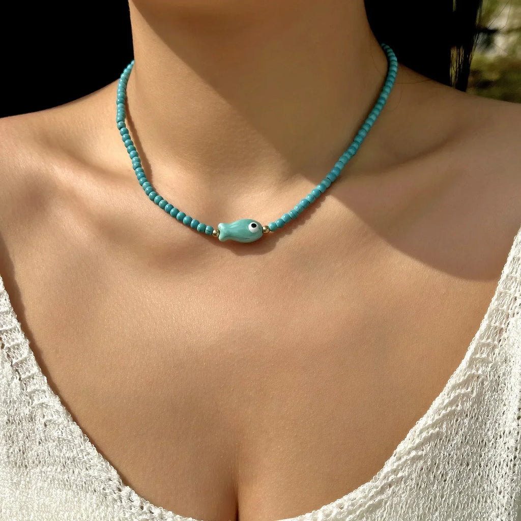 Damen Choker Halskette | Perlenchoker mit Seestern-Anhänger | Alltag und Urlaub | Schmid