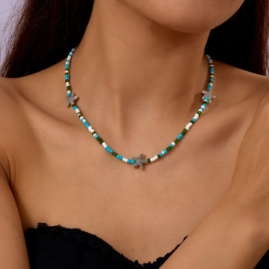 Damen Choker Halskette | Perlenchoker mit Seestern-Anhänger | Alltag und Urlaub | Schmid