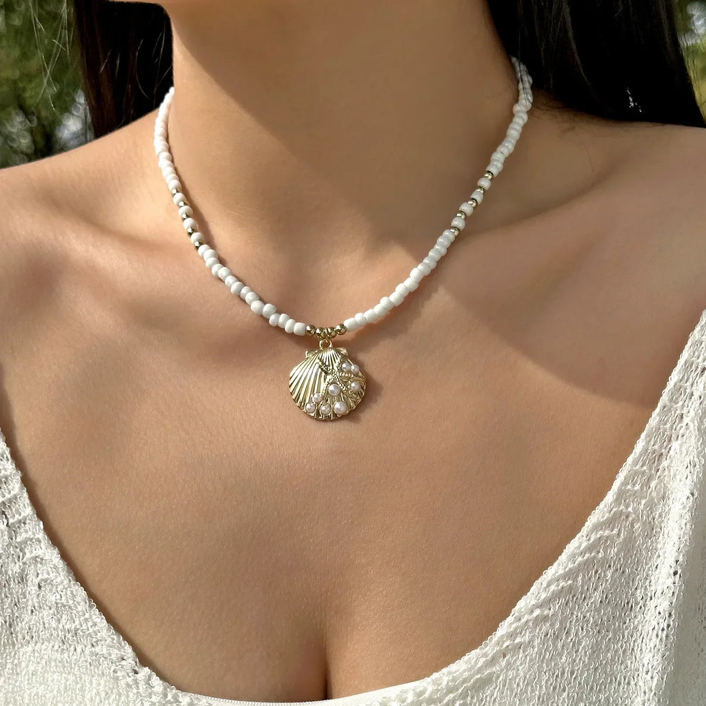 Damen Choker Halskette | Perlenchoker mit Seestern-Anhänger | Alltag und Urlaub | Schmid