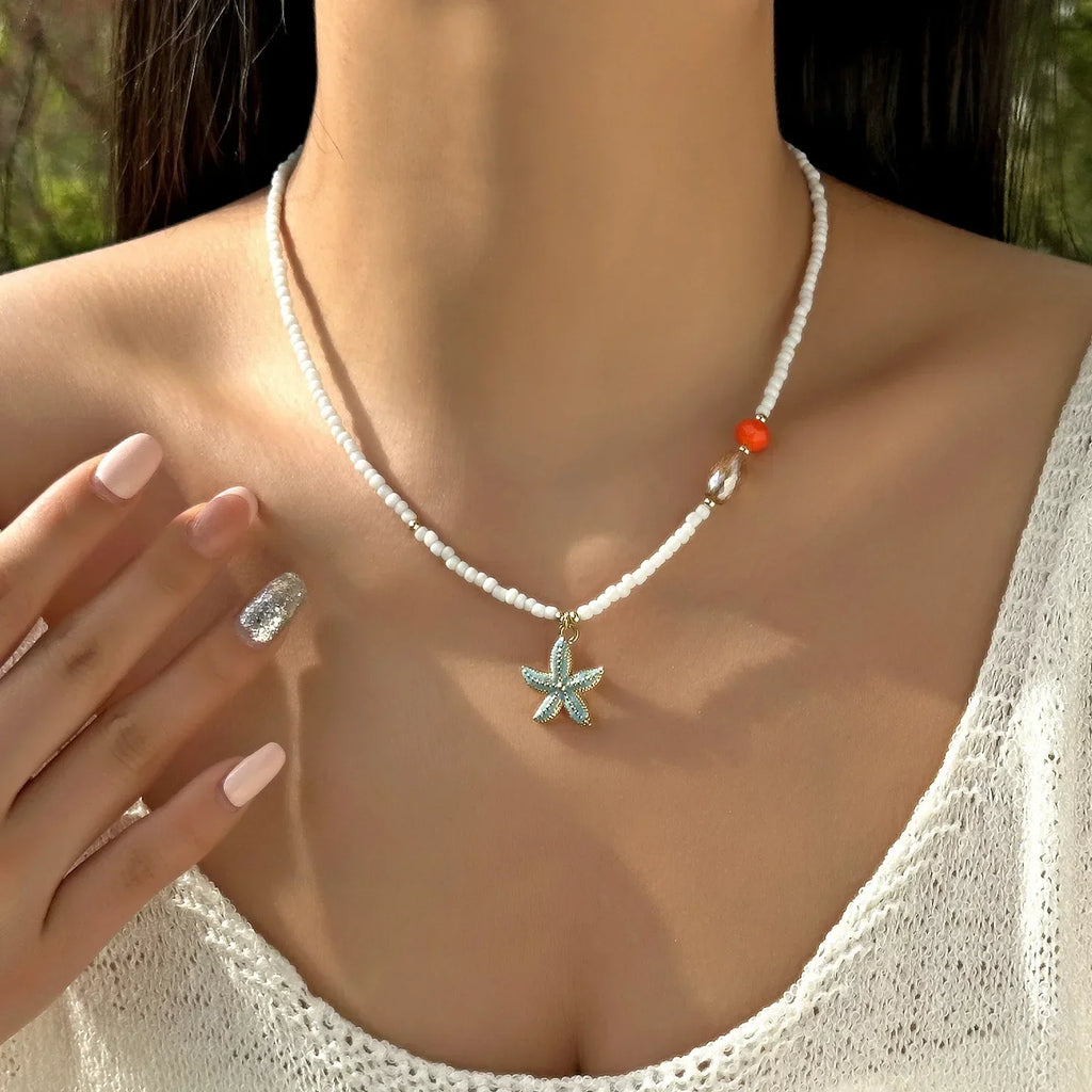 Damen Choker Halskette | Perlenchoker mit Seestern-Anhänger | Alltag und Urlaub | Schmid