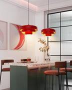 Mid-Century Pendelleuchte – Aluminium und Eisen, E27, höhenverstellbar, Ø35 cm