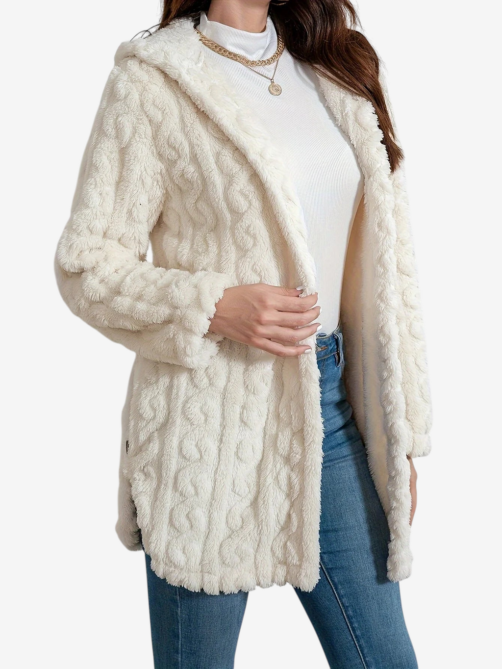 Damen Strickjacke aus Polyester | Strukturierter Strick & Leichter Stretch | Einfarbige Jacke für Herbst & Winter | Schmid