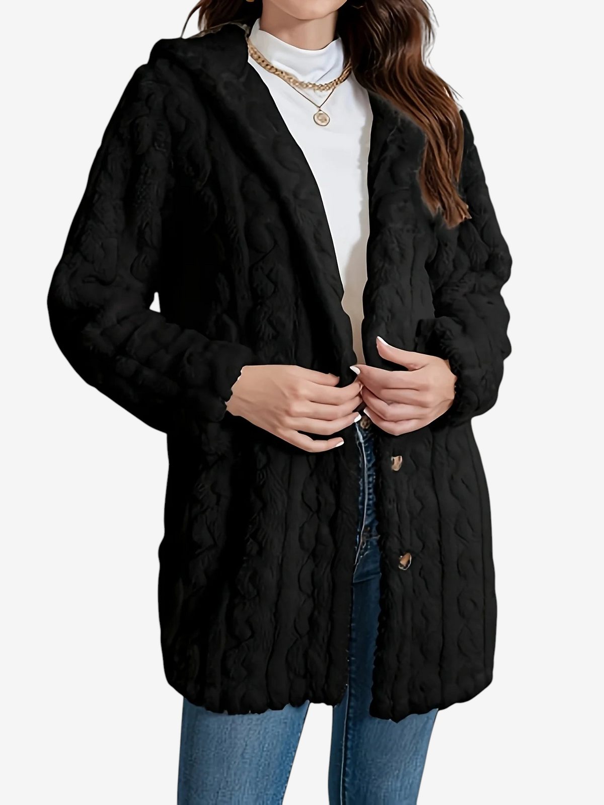 Damen Strickjacke aus Polyester | Strukturierter Strick & Leichter Stretch | Einfarbige Jacke für Herbst & Winter | Schmid