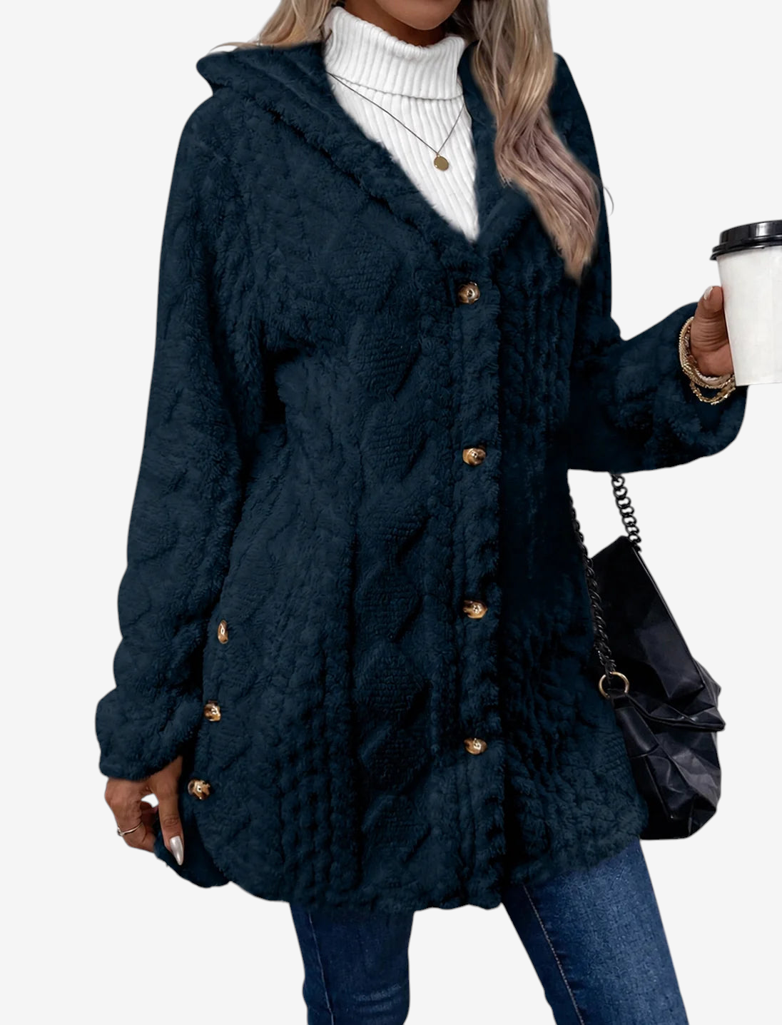 Damen Strickjacke aus Polyester | Strukturierter Strick & Leichter Stretch | Einfarbige Jacke für Herbst & Winter | Schmid
