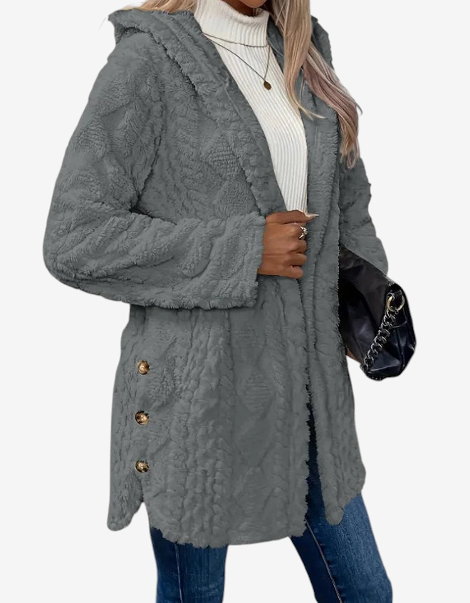 Damen Strickjacke aus Polyester | Strukturierter Strick & Leichter Stretch | Einfarbige Jacke für Herbst & Winter | Schmid