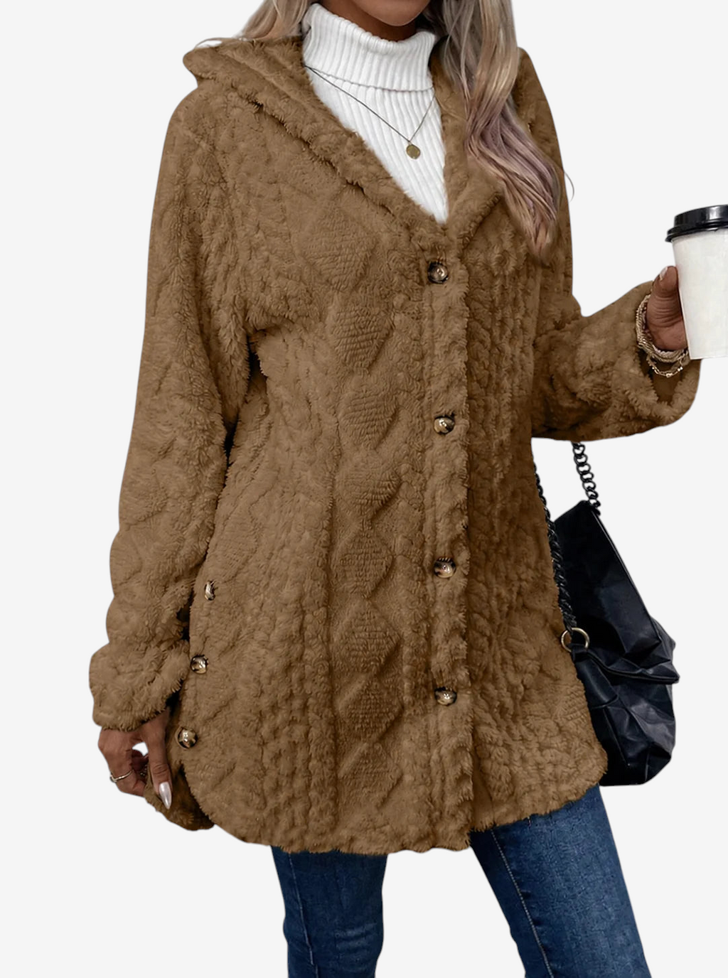 Damen Strickjacke aus Polyester | Strukturierter Strick & Leichter Stretch | Einfarbige Jacke für Herbst & Winter | Schmid