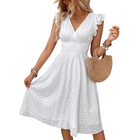 Damen Baumwollkleid | Kurzärmliges Kleid mit Rüschensäumen | Alltag und Urlaub | Schmid