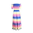 Damenkleid Polyester | Off-Shoulder A-Linien Kleid | Lagenrock für Sommer- und Alltagsgebrauch | Schmid