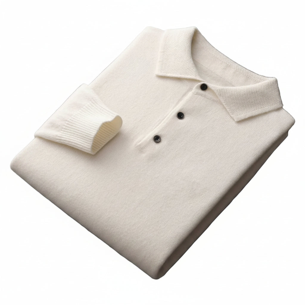 Herren - Langarm Poloshirt  Pullover aus Merinowollmischung