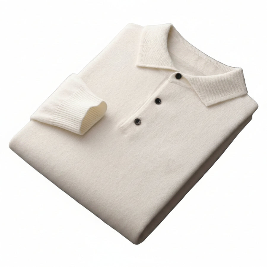 Herren - Langarm Poloshirt  Pullover aus Merinowollmischung