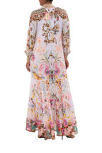 Damen Maxikleid aus Leinen- und Baumwollmischung | Reguläre Passform mit Blumenmuster | Sommergebrauch | Schmid