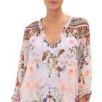 Damen Maxikleid aus Leinen- und Baumwollmischung | Reguläre Passform mit Blumenmuster | Sommergebrauch | Schmid