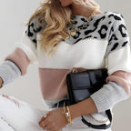 Celeste | Eleganter Rundhals-Pullover Mit Leopardenmuster
