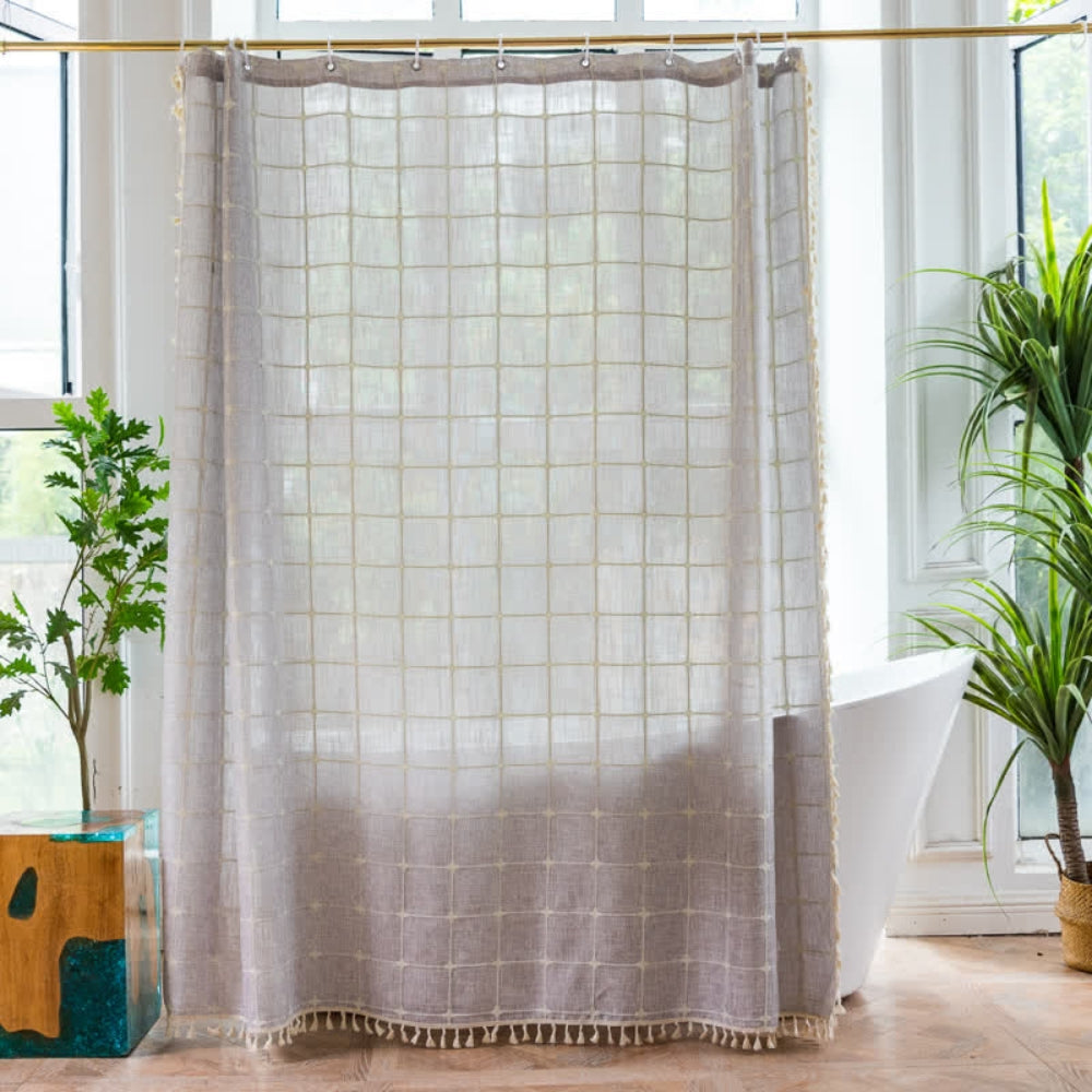 Cottonhaven duschvorhang | weicher baumwollstoff mit fransen & wasserfester funktion