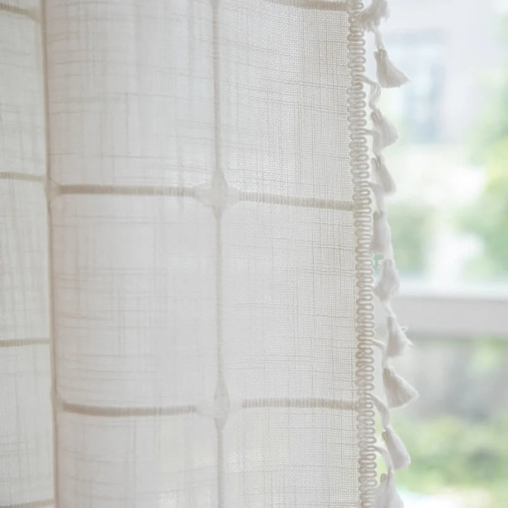 Cottonhaven duschvorhang | weicher baumwollstoff mit fransen & wasserfester funktion
